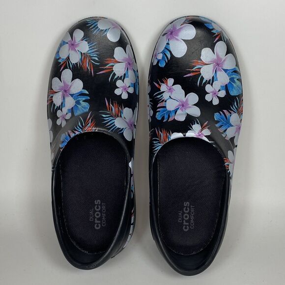 CROCS Dual Comfort Neria Pro 2 Women Size 7 Slip On Mule Clogs Floral Pattern - Picture 6 of 11
